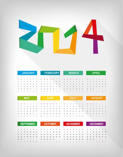 2014 wight kalender — Stock vektor