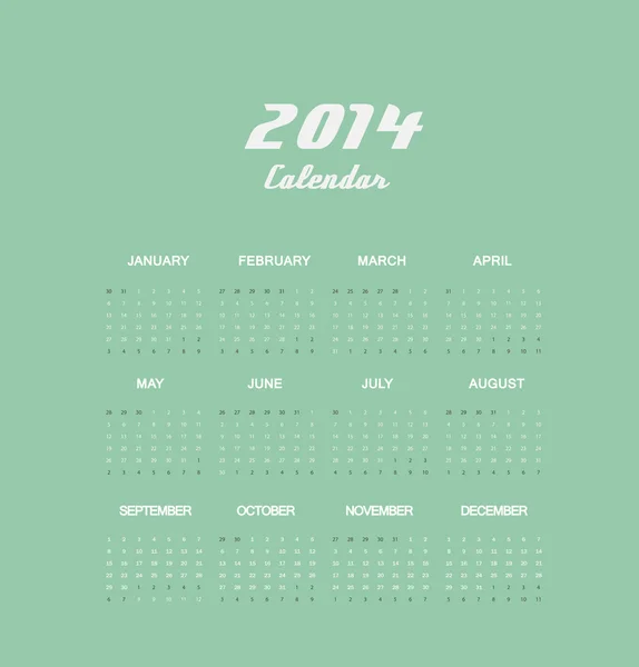 Calendario 2014 — Archivo Imágenes Vectoriales