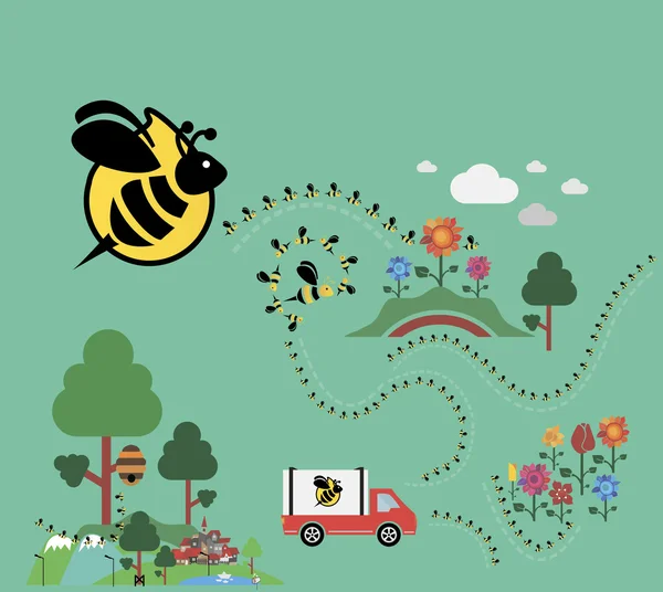Μέλισσες κάνουν μέλι — Διανυσματικό Αρχείο