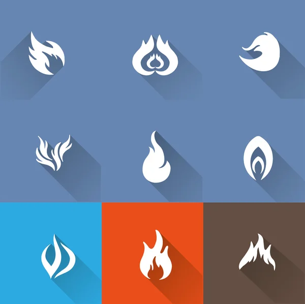 Flammensymbole gesetzt — Stockvektor