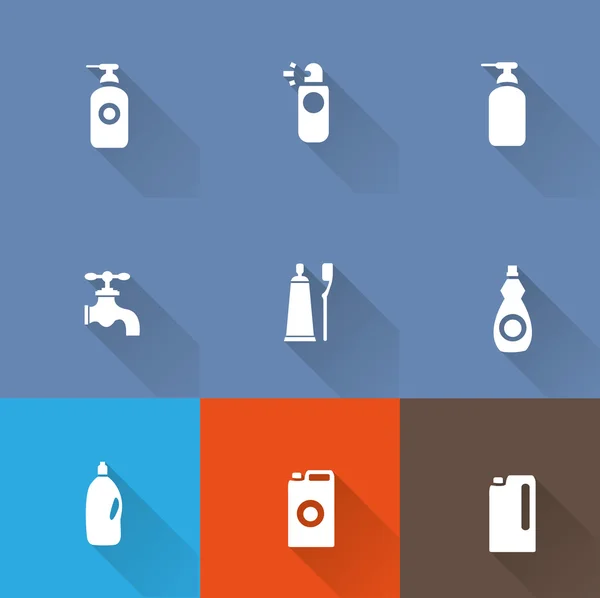 Conjunto de ícones de garrafa detergente — Vetor de Stock