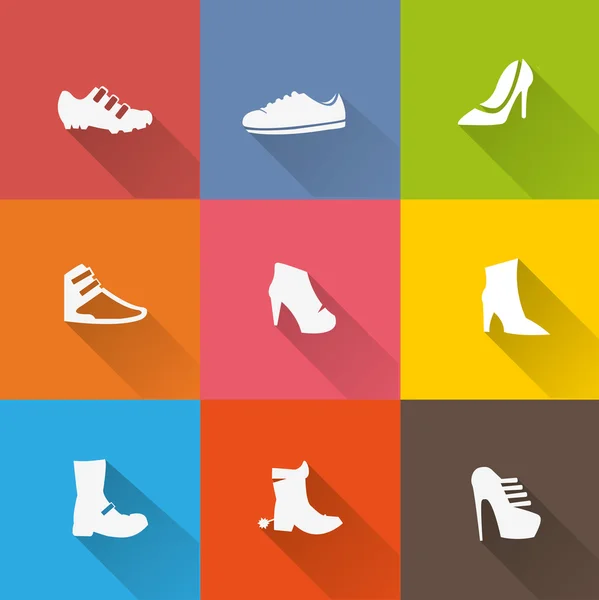 Zapatos iconos conjunto — Archivo Imágenes Vectoriales