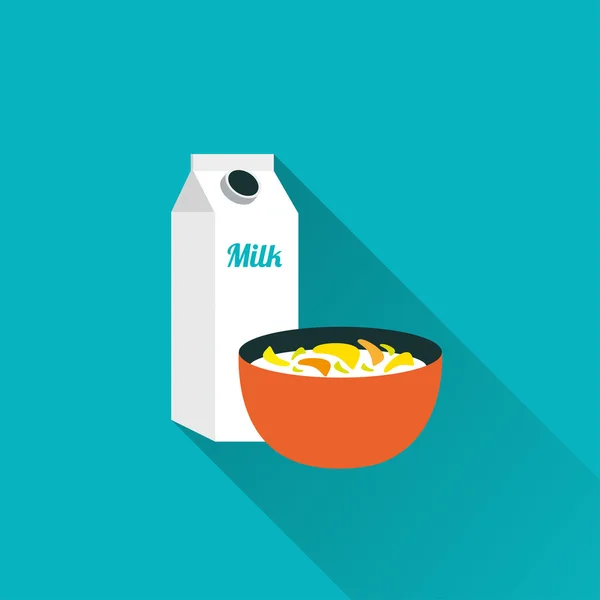 Cereais com ícone de leite — Vetor de Stock