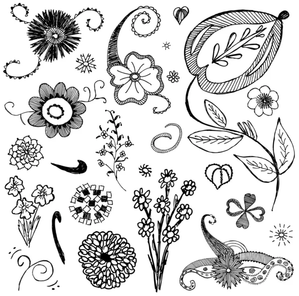 Set van schetsmatig bloemen — Stockvector