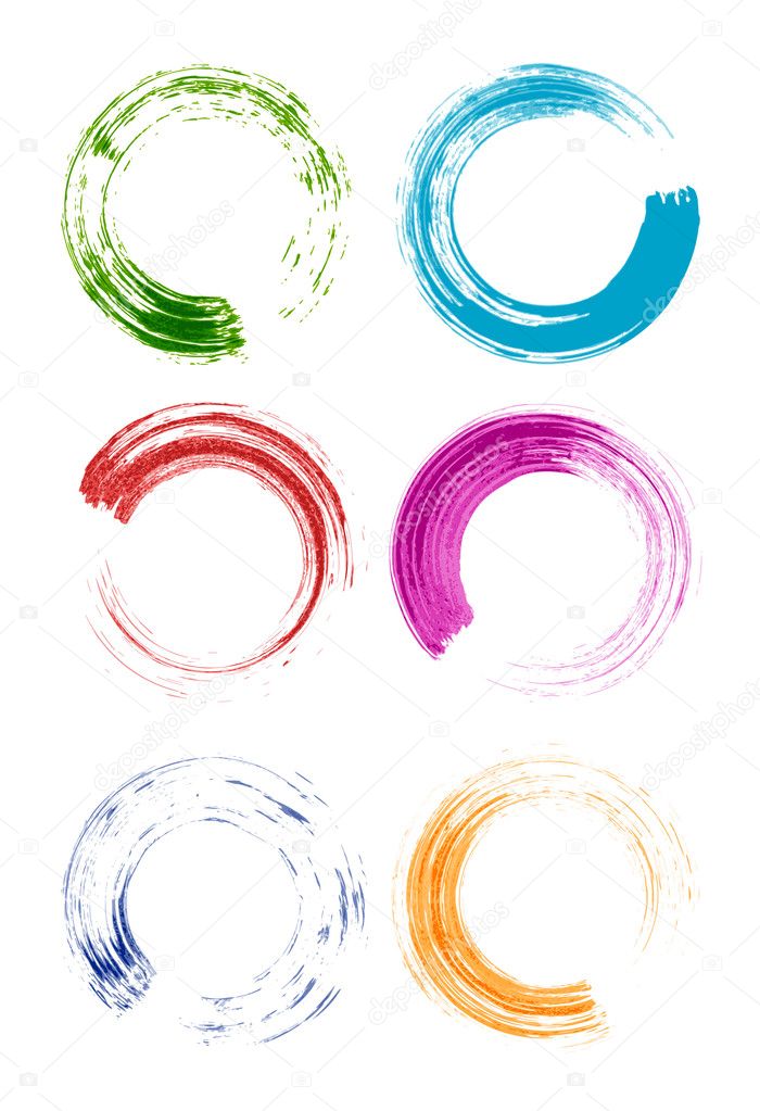 Set of colorful brush stroke circles