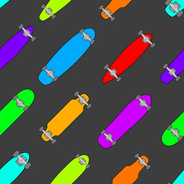 Modèle de longboard skateboard sans couture — Image vectorielle
