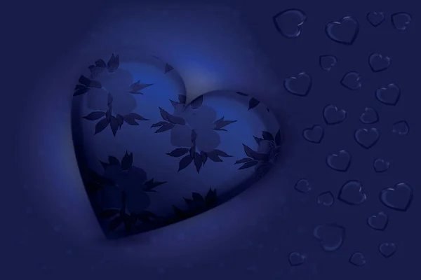 Голубое Сердце Цветами — стоковое фото