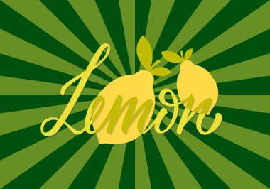 Pankart, poster, menü, tabela, reklam, kart, paket tasarımı için limon el yazısı metnin vektör çizimi. Web tasarımı veya yazdırma için yaratıcı harfler