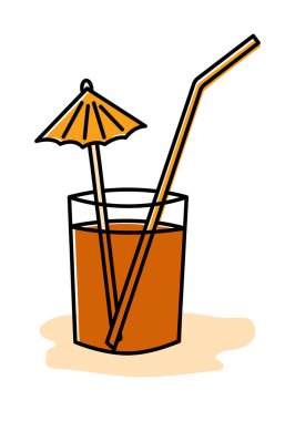 Pankart, menü, şarap kartı, poster, reklam ya da kıyafet baskısı için izole edilmiş bir bardak kokteylin vektör çizimi. Çok renkli el çizimi nesneyi karala