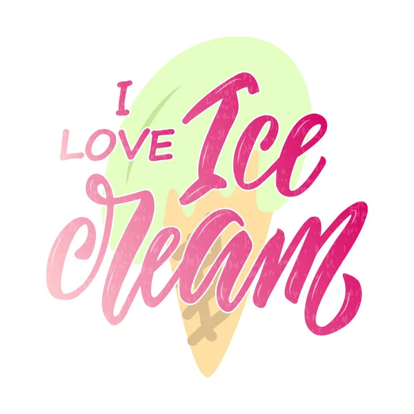 Ilustración Vectorial Love Ice Cream Text Banner Leaflet Poster Clothes — Archivo Imágenes Vectoriales