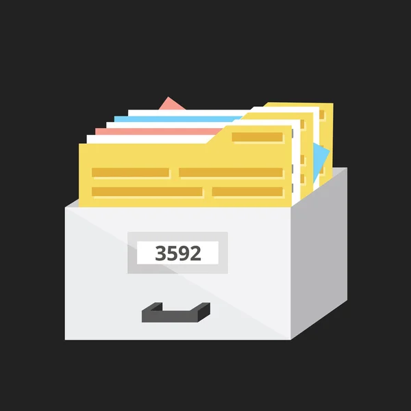 Caja vectorial con documentos — Vector de stock