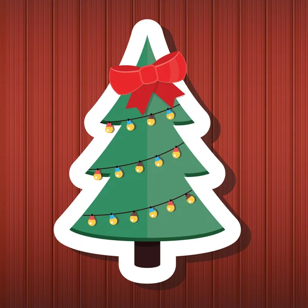 Vektorové vánoční strom na dřevěné pozadí — Stockový vektor
