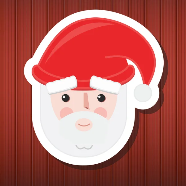Vector Santa Claus Face on Wooden Background — Stock Vector