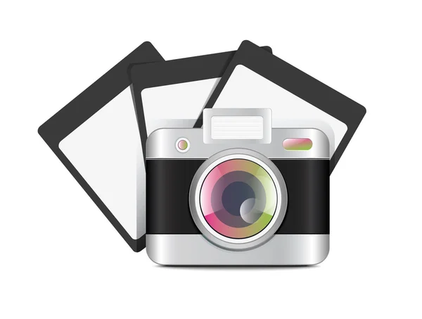 Fotocamera con foto — Vettoriale Stock