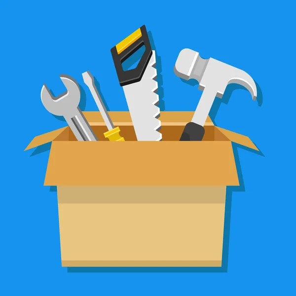 Caixa de caixa de vetor com ícone de ferramentas de trabalho — Vetor de Stock