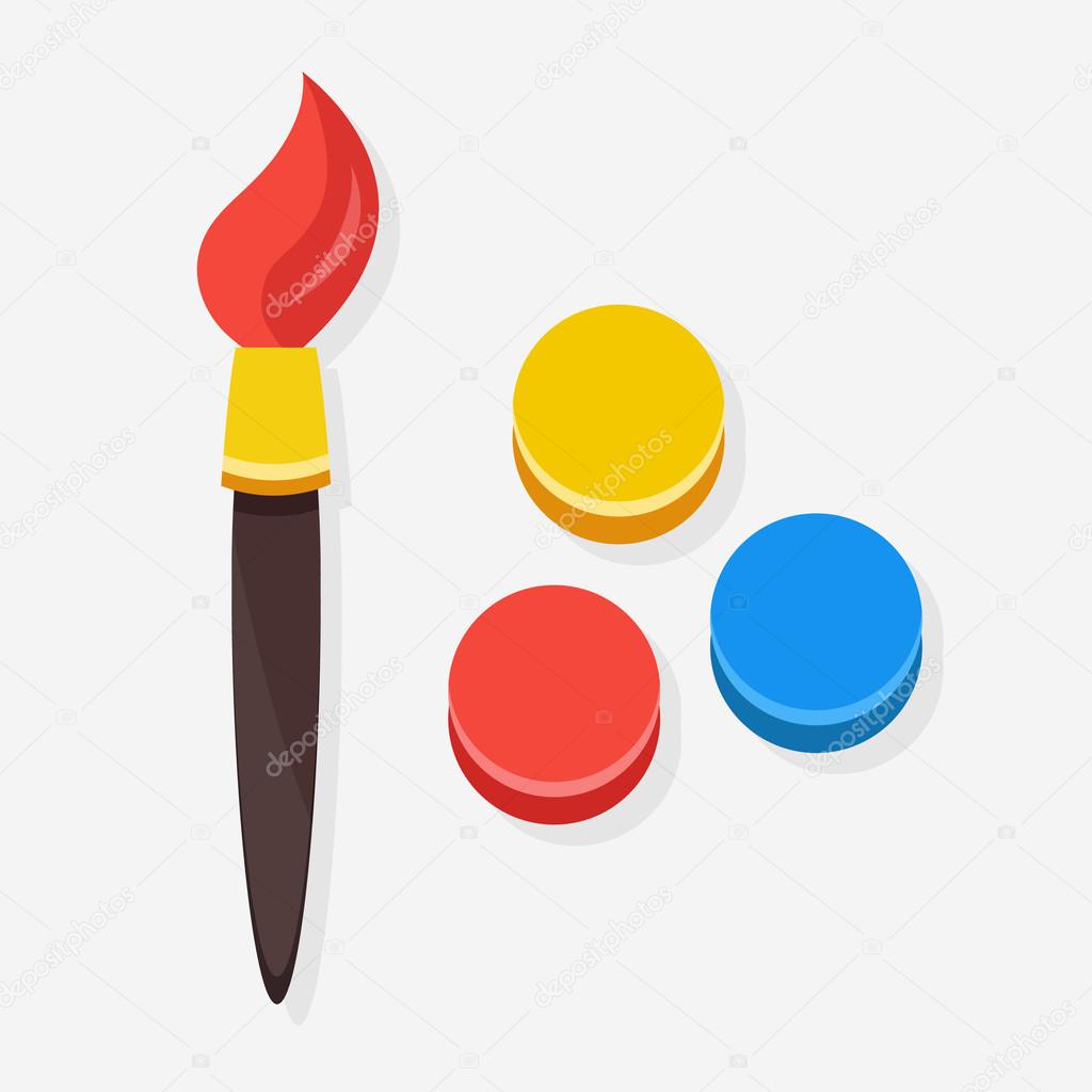 Vector Paint Brush and Color Palette Icon