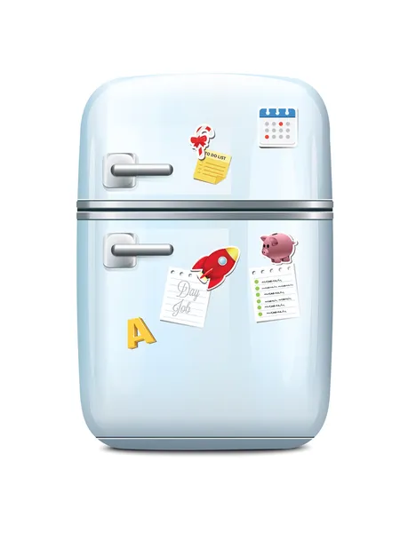 Fridge With Magnets — Stock Vector