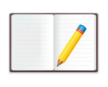 vektör gerçekçi açık defter kalem ile