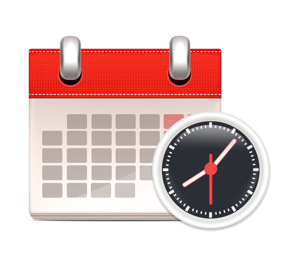 Векторные черные часы и календарь. Икона бизнеса
