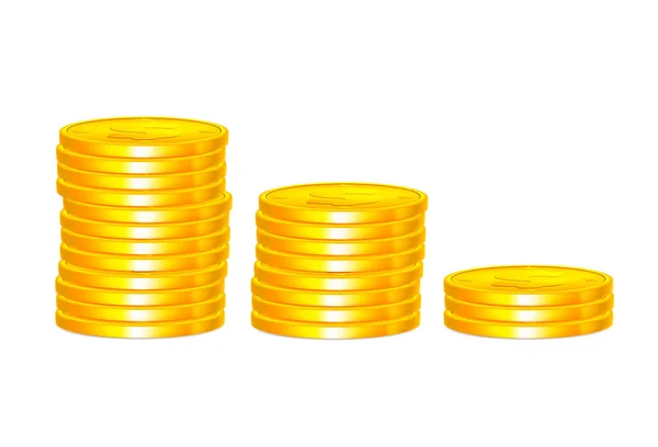 Vector geïsoleerde stapel van gouden munten — Stockvector