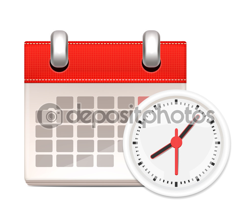 Vector White Clock and Calendar