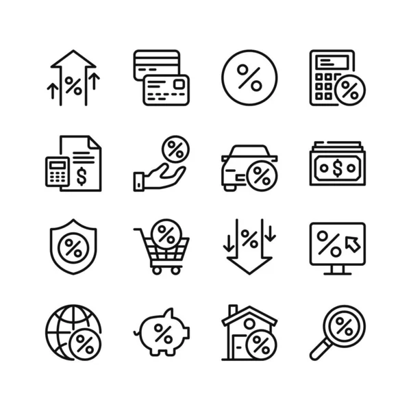 Иконки Кредитных Линий Набор Контурных Символов Простые Графические Элементы Современная — стоковый вектор