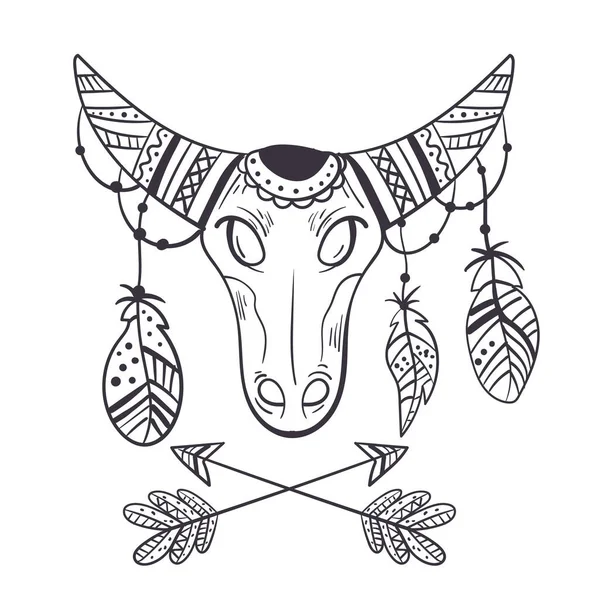 Booスタイルの雄牛のスケッチデザイン要素の概念 ベクトル漫画イラスト — ストックベクタ