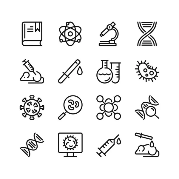 Ikony Linií Klinických Zkoušek Sada Obrysových Symbolů Jednoduché Grafické Prvky — Stockový vektor