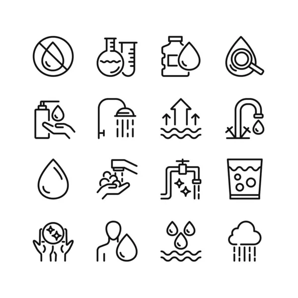 Water Line Icons Set Outline Symbols Simple Graphic Elements Modern — Stock Vector