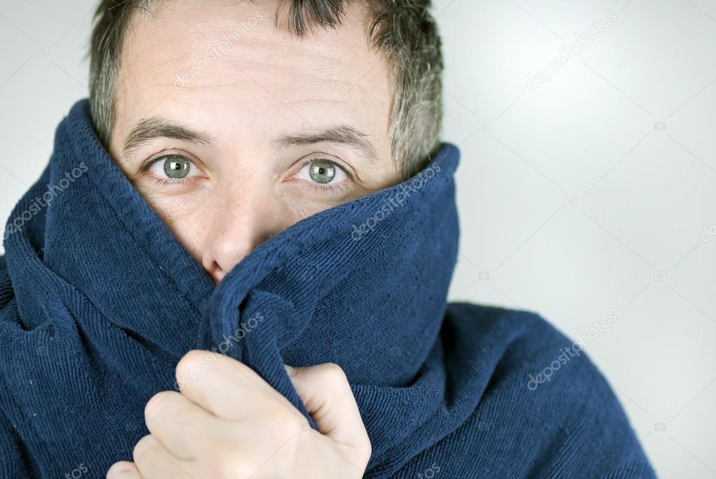 Man Bundled Up In Housecoat