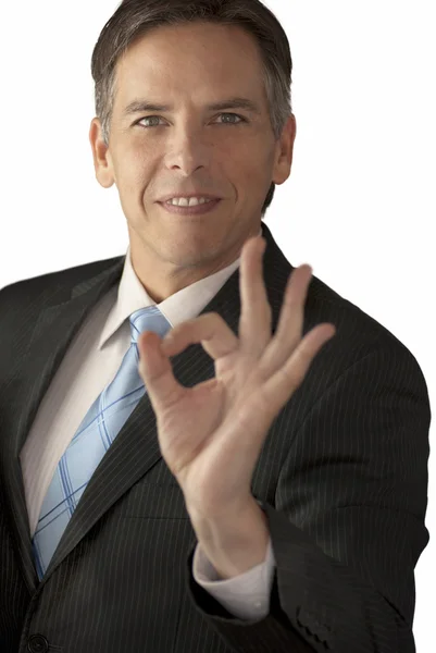 Businessman Giving OK Sign — Stock Photo, Image