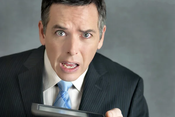Businessman Confused By Tablet — Stock Photo, Image