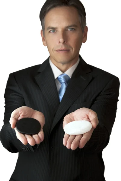 Businessman Offers Concept Stones — Stock Photo, Image