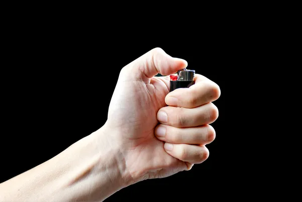 Man's Hand About To Light Lighter — Stock Photo, Image