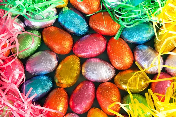 Colorful Easter Eggs And Grasses — Stock Photo, Image
