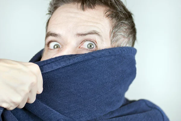 Man Wearing Housecoat Being Pulled Off Camera — Stock Photo, Image