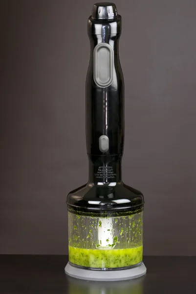 Hand Blender Containing Pesto — Stock Photo, Image