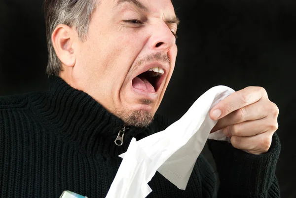 Man Sneezes — Stock Photo, Image