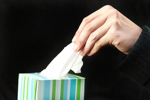 Hand Pulls Tissue — Stock Photo, Image