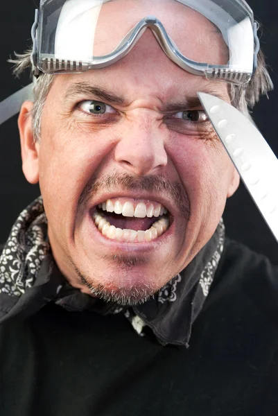 Man Attacks With Knife — Stock Photo, Image