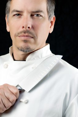 Şef görüntüler bıçak, portre