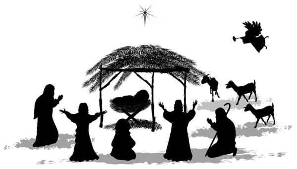 Nativity Silhouette — Stock Vector