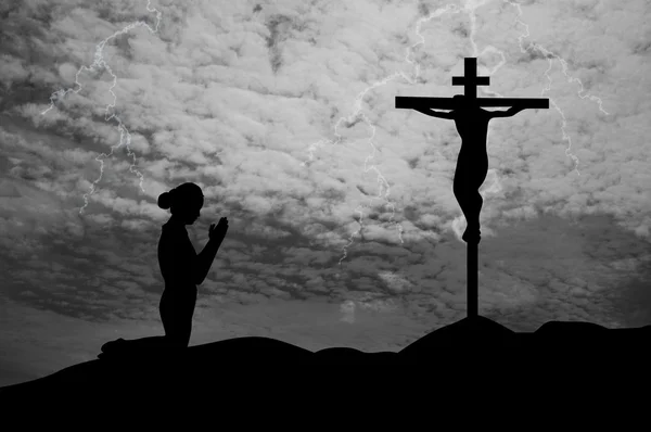 Prayer at the Cross — Stock Photo, Image