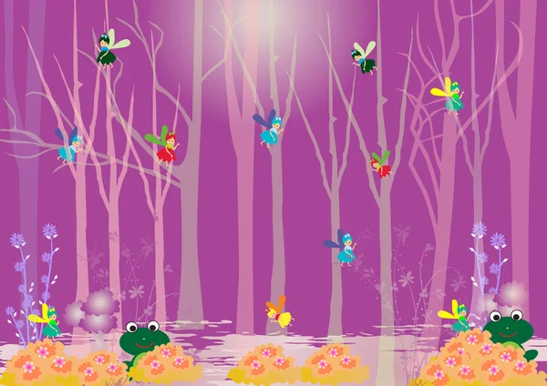 Petite mouche de petite fée dans la forêt — Image vectorielle