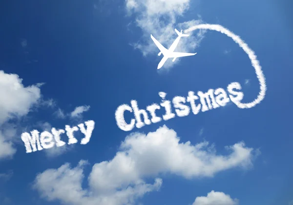 Merry christmas word written in the cloudy sky — Stock Photo, Image