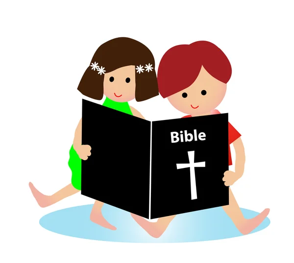 Child reading bible — Stock Vector