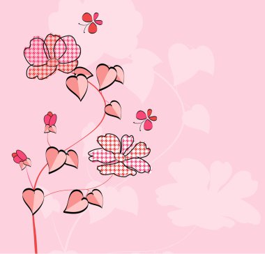 Kelebekli çiçek kartı.