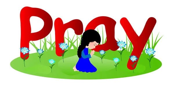 Little girl praying — Stock Vector