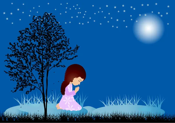 Little girl praying — Stock Vector