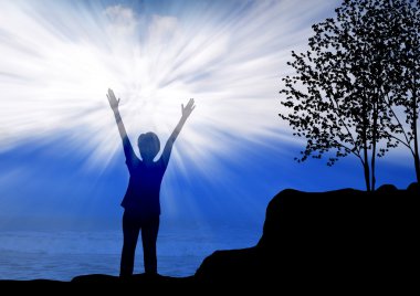 Woman worship and praise clipart